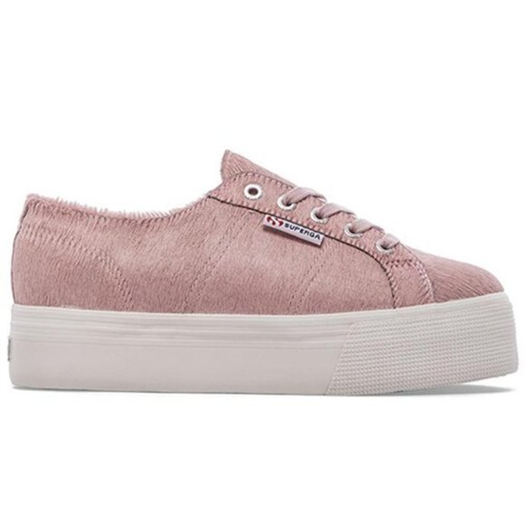 Superga Shoes - Superga Pink Calf Hair Platform Lace-Up Sneakers Sz W10/M8.5 EUC S009KN0 UNISEX